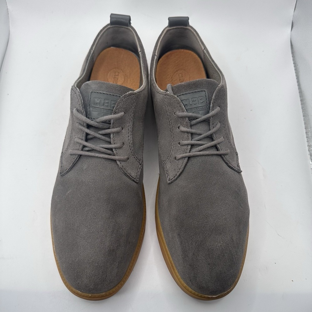 CLAE Ellington Derby Sneakers Gray Suede Gum Soles Men's 9 Casual Comfort EUC